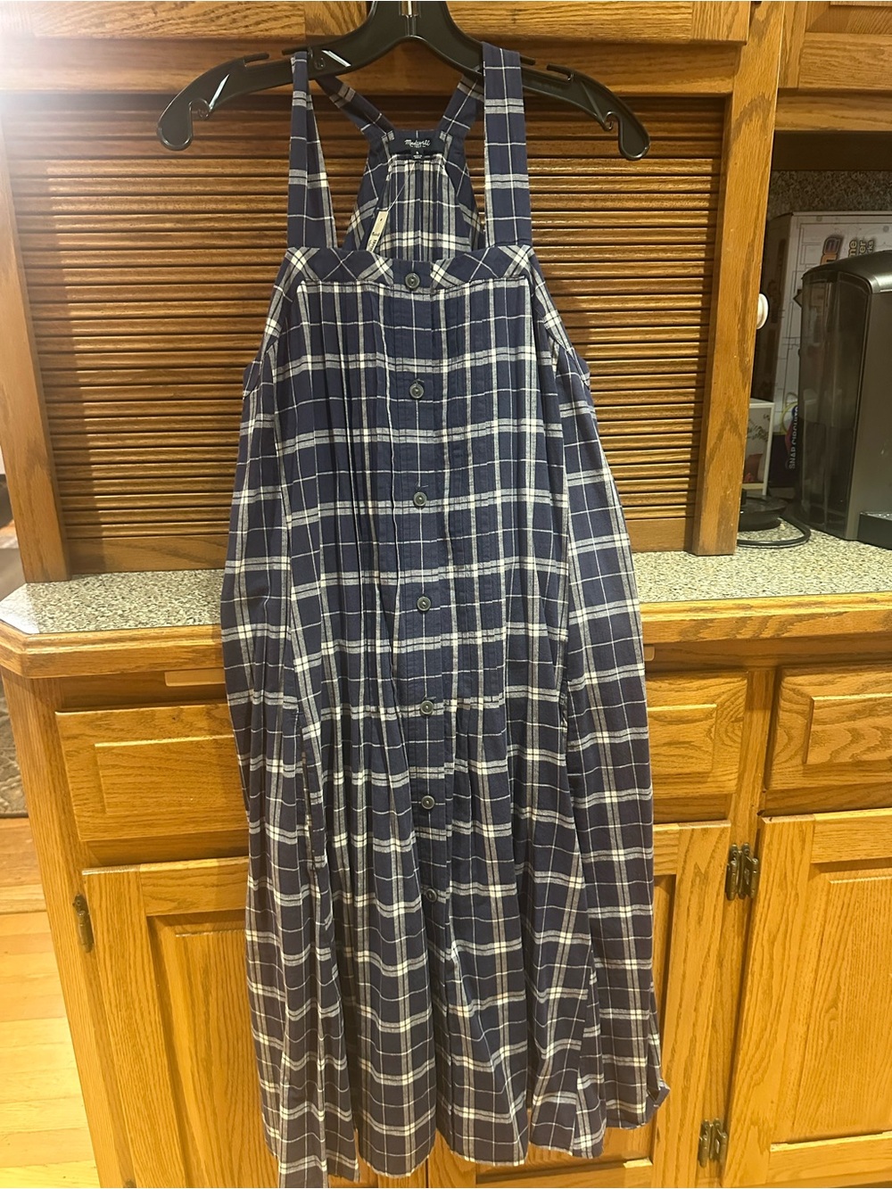 Madewell NWOT Navy Button-Front Pinafore Dress